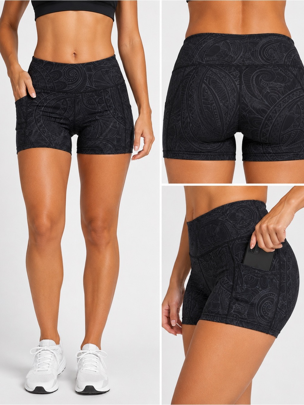 Constantly Varied Gear Black Printed Compression Biker Shorts – Size Large